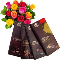 Online Gift hamper Delivery Chocolates, Roses Bunch with Rakhi to India