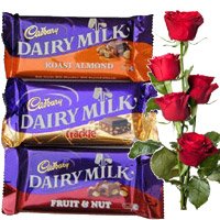 Online Gifts hamper Delivery in India Chocolates, Red Roses with Rakhi