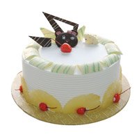 Send Rakhi to India with 1 Kg Eggless Pineapple Cake From 5 Star Hotel