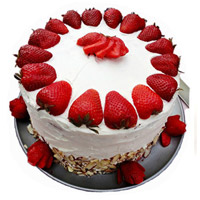 Send Rakhi with 3 Kg Strawberry Cakes to India From 5 Star Hotel
